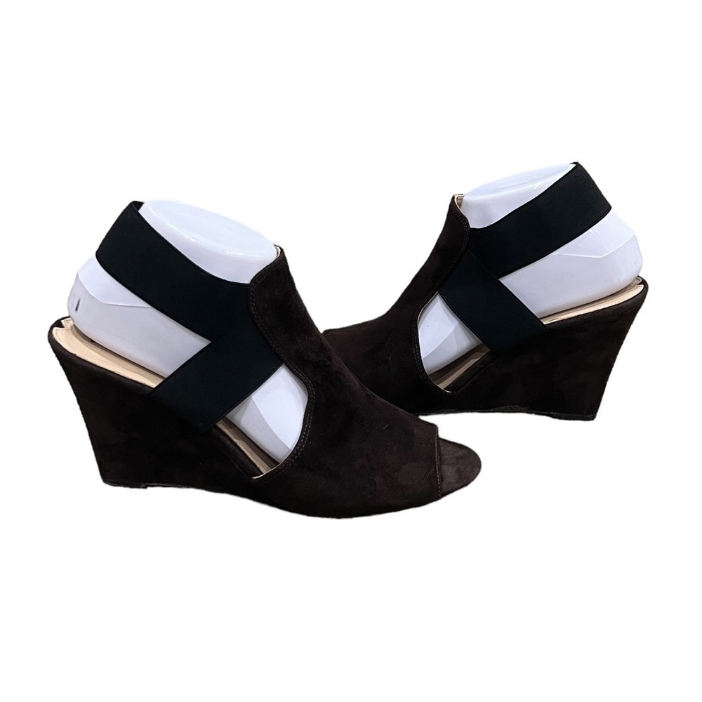 Via Spiga Brown Suede Elastic Band Wedge Sandals Size 9.5 Women's